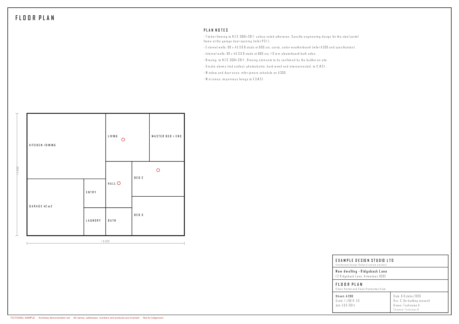 PDF page 5 · A200 Floor plan · rev C, from the fictional sample set